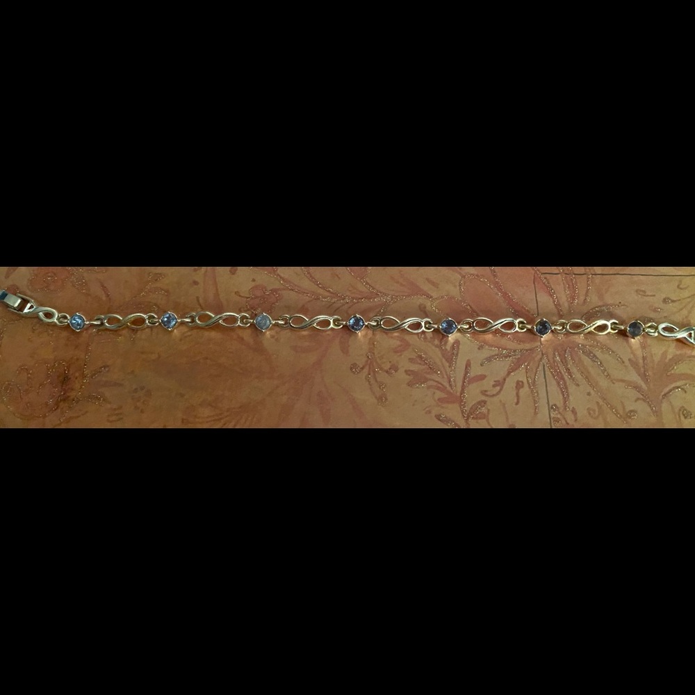 Silver Light Blue Stone Infinity Bracelet